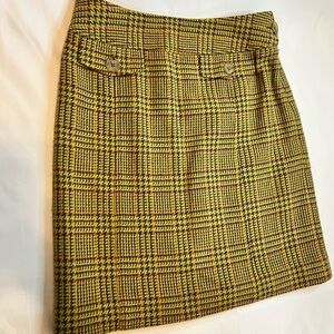 Harold's Vintage 100% wool Yellow and Brown Plaid Pencil Skirt